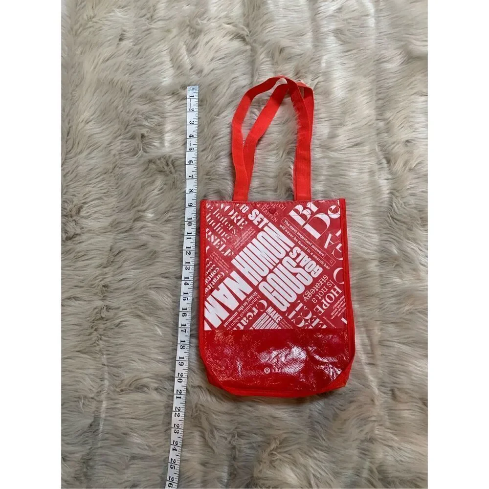 Lululemon Athletica Reusable Red White Small Tote Gym Bag Athleisure Sporty